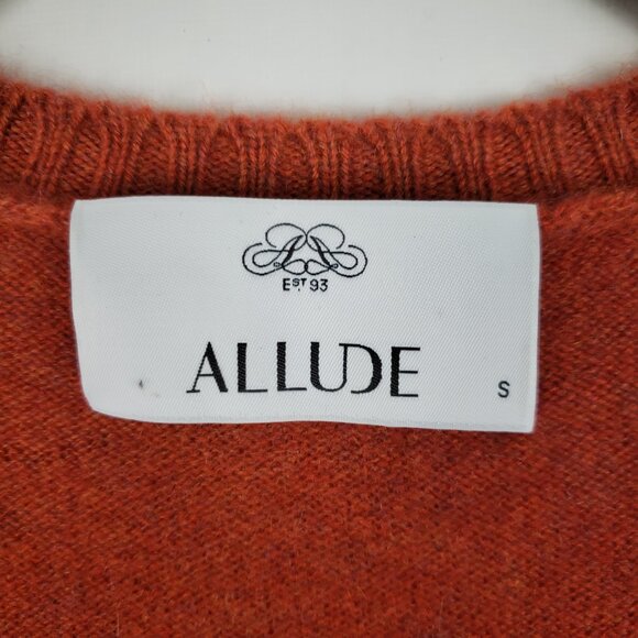 Allude Cashmere Cardigan Open Front Rust Orange Longline Womens Size Small - Picture 4 of 8